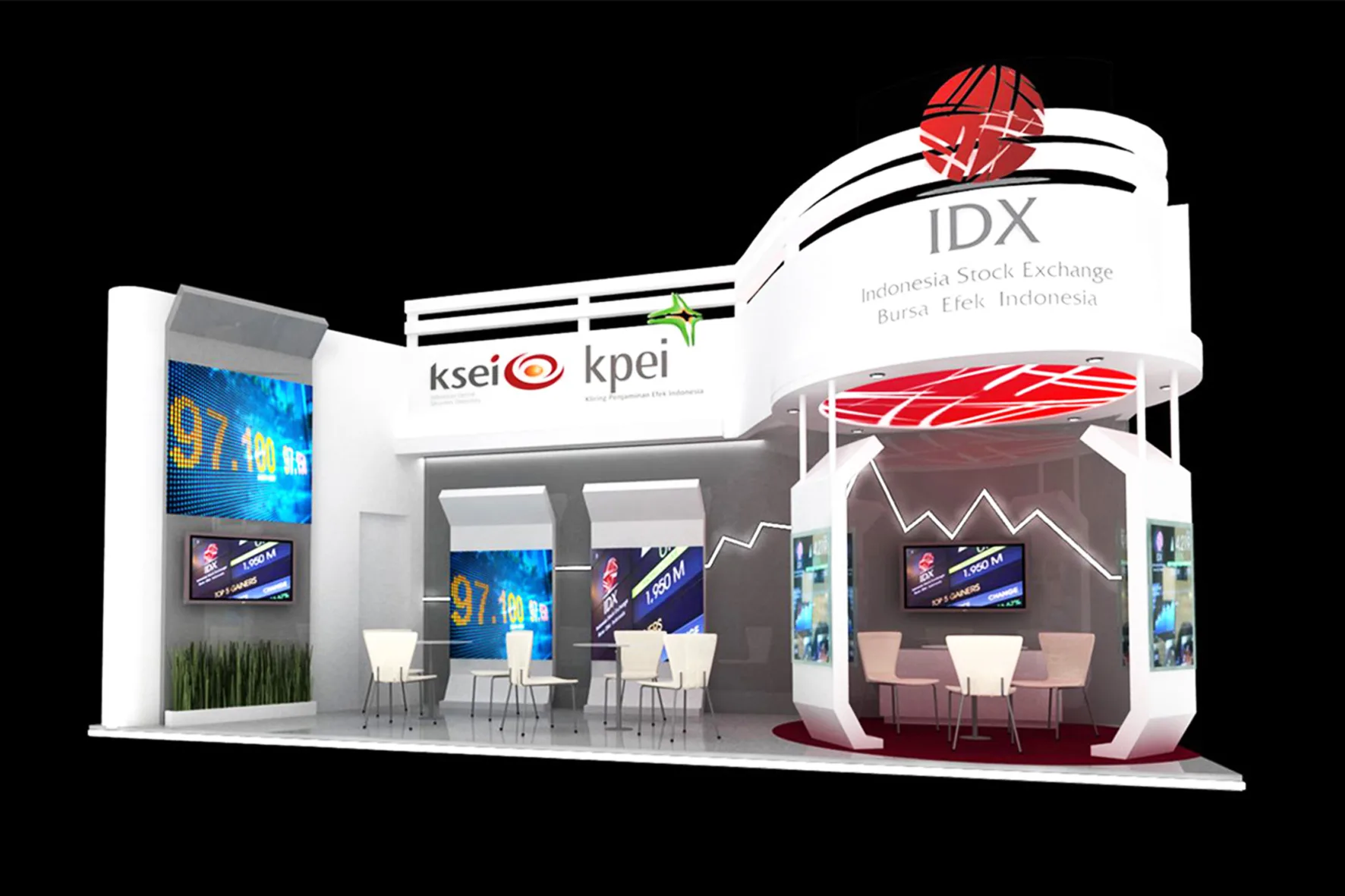 desain booth pameran dua lantai
